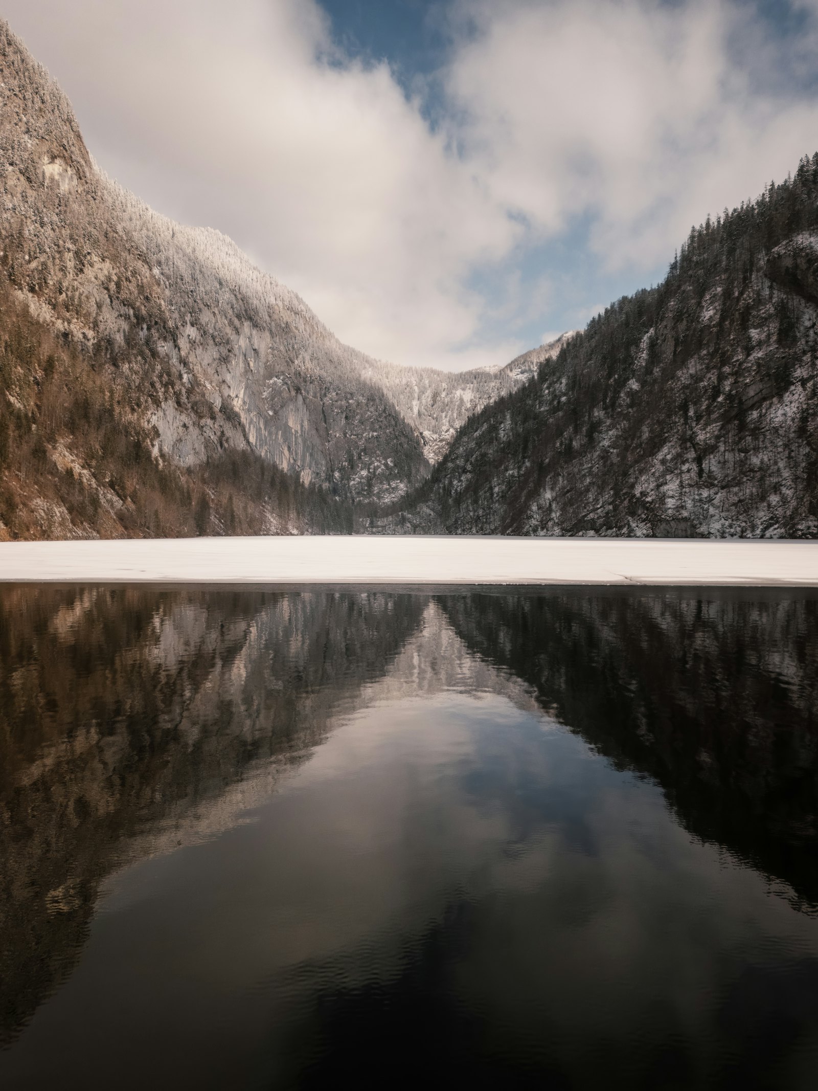 Mountains reflected in a calm lake